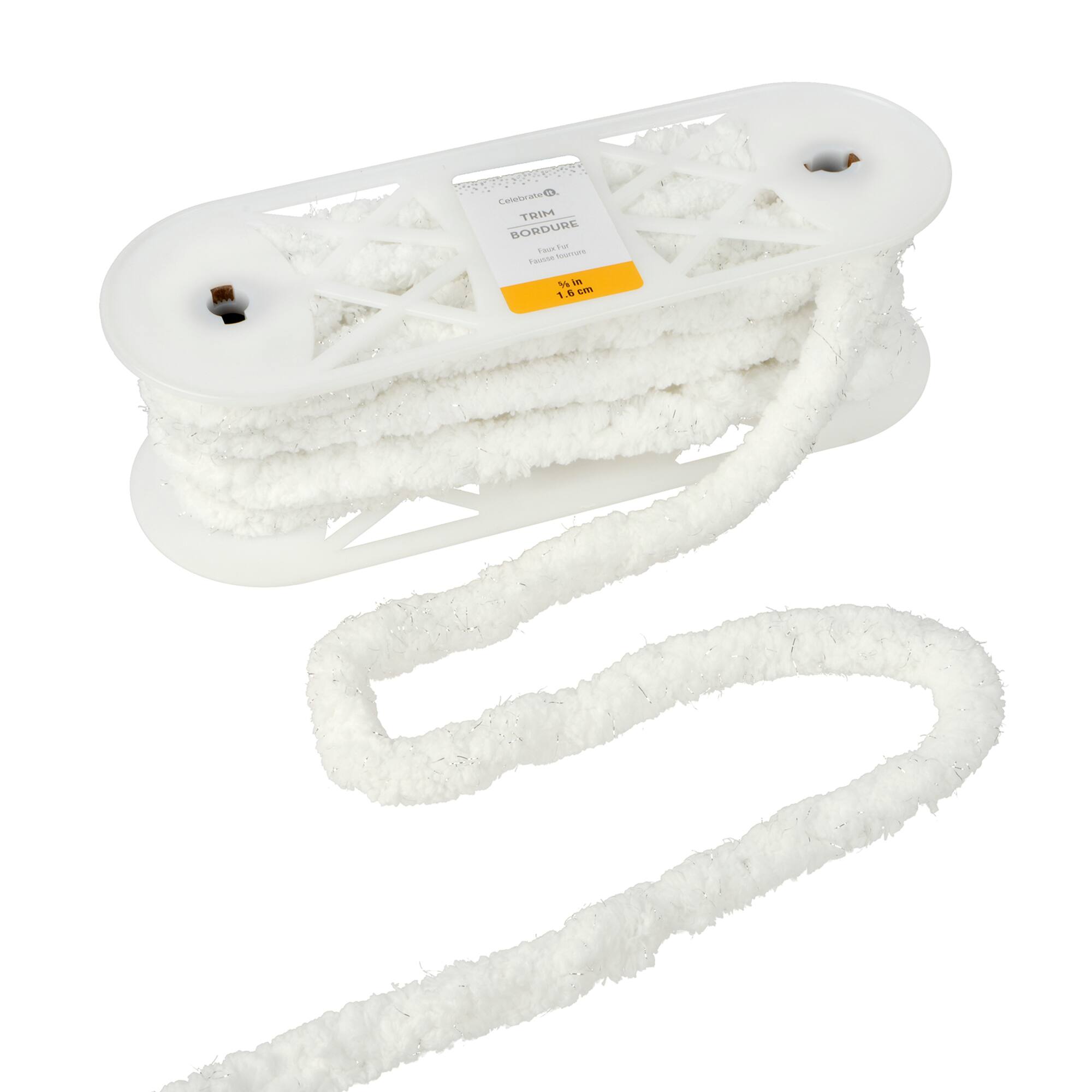 5/8" White & Silver Faux Fur Trim by Celebrate It®